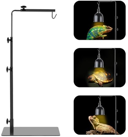 REPTI HOME Reptile Lamp Stand, Adjustable 14-32 Inch Heat Lamp Stand, Reptile Light Stand Holder Lamp Hanging Bracket Metal Support for Glass Terrarium