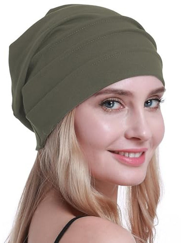 osvyo Baumwolle Chemo Hüte Soft Caps Krebs Kopfbedeckungen für Frauen Haarausfall versiegelt Verpackung,DUNKEL MOS