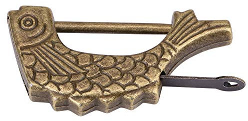 Antikes Fischförmiges Bronze-Metallschloss, Sammlerstück, Altes Chinesisches Vorhängeschloss Zur Verwendung