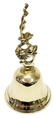 Campanello in Ottone con Manico, h 135 mm, Campanella in Metallo, Campanello da Tavolo, Campana in Ottone Lucidato