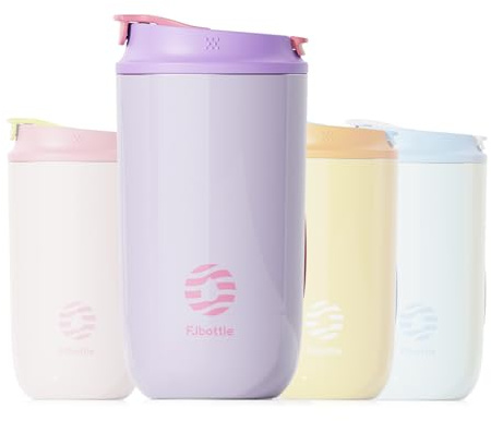 Rumiiro 450ml Thermobecher mit Strohhalm, Trinkbecher Kaffeebecher mit Auslaufsicherem Deckel +Tragegriff + 2 Trinköffnung aus Doppelwandig Isoliert, Coffee to go Becher, Edelstahl Travel Mug