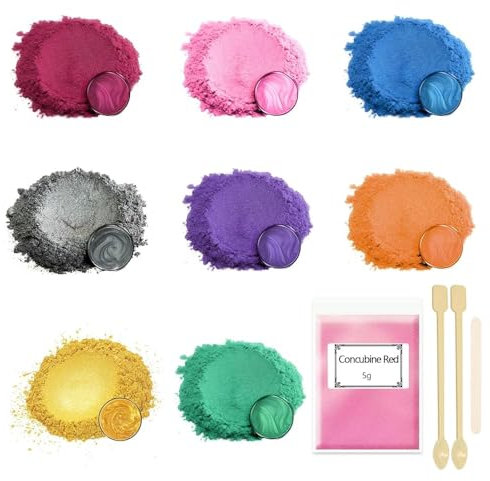 Altaroo 8 Epoxidharz Farbe 5g, Mica Powder, Kerzen Selber Machen Set, Farbpigmente für Gießpulver, Badebomben Selber Machen, Diy Pigmentpulver für Seifenfarbe, Kerze, Kosmetischer, Schleim