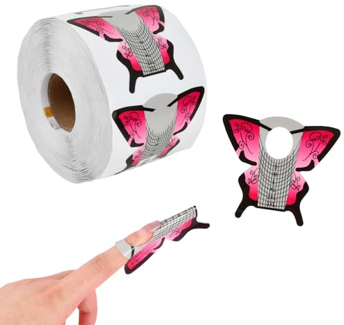 500 Pezzi Cartine per Ricostruzione Unghie, Rosa Adesivo per Cartine Gel Unghie con Farfalla, Rotolo Cartine Nail Form, Cartine Extension Model per UV Gel Nail