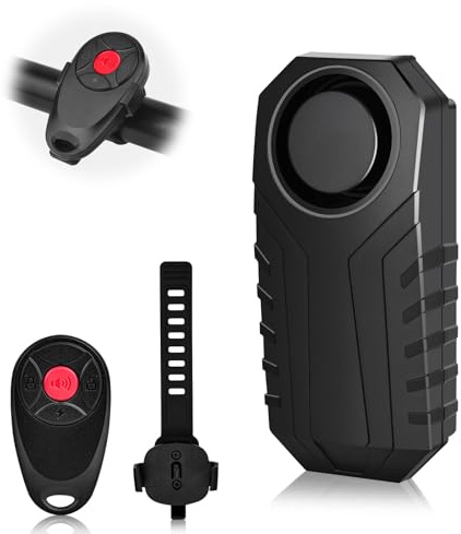 Cruxer 1PK Bike Alarm with Remote, Wireless Vibration Motion Sensor Motorbike Bicycle Alarm System,Anti-Theft Protection Loud 113dB Burglar Accessories for Mountain Bike Electric Scooter