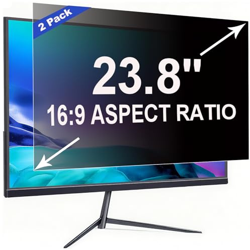 ruord 2 Stück Sichtschutzfolie für 23.8 Zoll 16:9 (52.7x29.8cm) Monitor | Blaulichtfilter & Blendschutz,Abnehmbar Blickschutzfolie,PC Blickschutzfilter für flache und gekrümmte Bildschirme geeignet