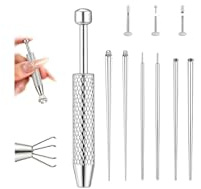 ESHIONER Piercing pour Ouvrir et Changer Accessoires de Kit 7 Pièces Ensemble de Pinces Argent Courbé Droit 14G 16G 18G 20G Compatible Tige Insertion Piercing pour Oreille Nez Lèvre