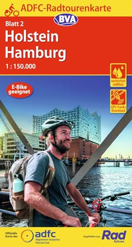BVA ADFC Radtourenkarte Holstein Hamburg 1:150.000: reiß- und wetterfest, E-Bike geeignet, GPS-Tracks Download