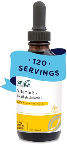 Klaire Labs SFI Health Vitamin B12 Liquid Drops 5mg - Mood & Cognitive Support from 5000mcg Active Coenzyme Methylcobalamin - Hypoallergenic (120 Servings, 4 Fluid Ounces)