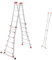 Hailo M80 Alu-Multifunktionsleiter - Mehrzweckleiter mit 4 x 6 Sprossen - variierbar durch 2 Sicherheitsgelenke - Arbeitshöhe bis 675 cm - Gewicht 19,5 kg - Silber