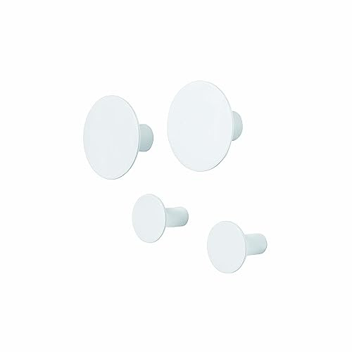 blomus Set di 4 ganci da parete in classico bianco, alta qualità, materiale di fissaggio incluso, design moderno, 2 pezzi diametro 8,5 cm, 2 pezzi diametro 5 cm, altezza 45 mm, bianco, 65798