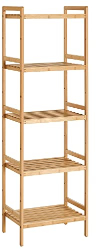 SONGMICS Bambus Regal, Küchenregal, Badregal, Bücherregal, Standregal mit 5 Ablagen, 31,5 x 45 x 142 cm, für Bad, Küche, Wohnzimmer, Schlafzimmer, Balkon, naturfarben BCB075N01