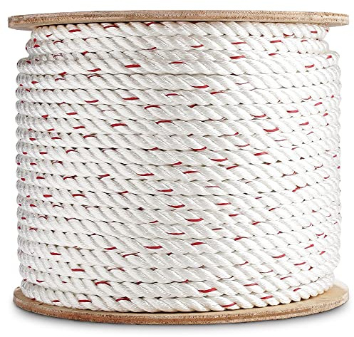 ATERET 1/4 inch by 600 feet Twisted Poly Dacron Rope I 3-Strand w/Polyolefin Core Rope I High Strength Polyester I Multipurpose Bull Rope for Marine, Commercial, Arborist & DIY Projects (1/4 x 600')