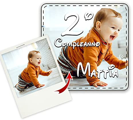 Magneti/calamite gadget compleanno PERSONALIZZATO Scegli il formato, carica l'immagine,foto o logo ed il gioco è fatto!. Feste di compleanno, bambini, bomboniera originale (QUADRATO, 10)