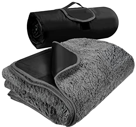 Kato Tirrinia Waterproof Picnic Blanket, Car Blanket, Foldable Camping Blanket With Sherpa Lining, Windproof, Triple Layer, Warm, Comfortable, For Outdoor, Beach, Grass, Concerts,130 X 150cm