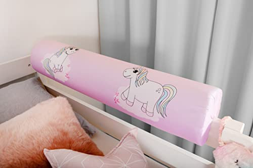 TiCAA Bettkantenschutz für Kinderbetten 90 cm breite, Einhorn, rausfallschutz mit Bezug für bettgitter, Bettrahmen, Kantenschutz für Kinder Babybett