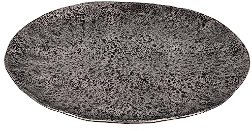 EGLO LIVING Dekoschale Forleyet, elegante Schale zum Dekorieren | runder Dekoteller handmade aus Aluminium in Nickel-Antik, flache Metallschale Ø 34 cm