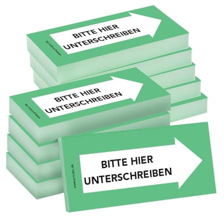 PRICARO Haftnotizen Bitte hier unterschreiben, Rechts, grün, 100 Blatt, 10 Stück