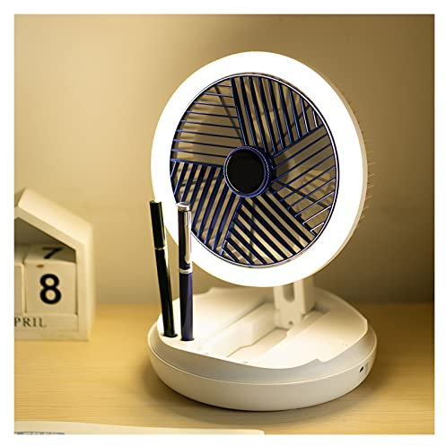 USB Fan 7in, 4 Speed Settings, With Night Light, 4 In 1 Rechargeable Fan, 300° Rotatable, Desk Fan For Home Office Outdoor Camping