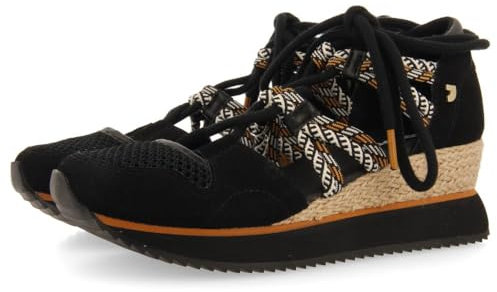 Sneakers Abiertos Negros Tipo Espadrille con CUÑA para Mujer IONA