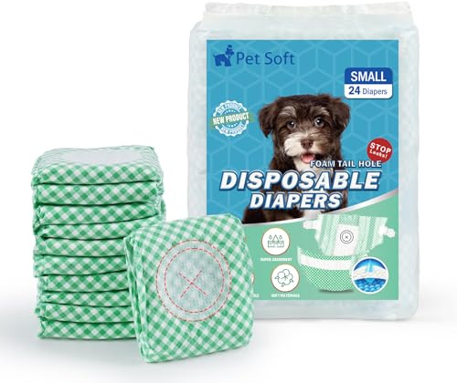 Pet Soft Einweg Hundewindeln für Hündinnen, 24 Stück Hochsaugfähige Katzenwindeln Hundewindeln Weiblich mit Verstellbarem Schwanzloch (S, 24 Stück)