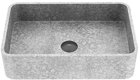 VIGO Fregadero de baño rectangular independiente de piedra de hormigón en gris