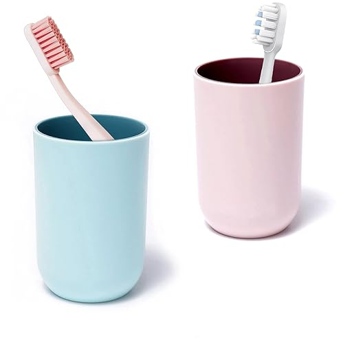 Csirnto Gobelet Brosse à Dent 2 Pièces Pot a Brosse a Dent Porte-Brosses à Dents de Salle de Bain Porte Brosse à Dent en Plastique Pot Brosse à Dent Salle de Bain pour Salle de Bain Cuisine