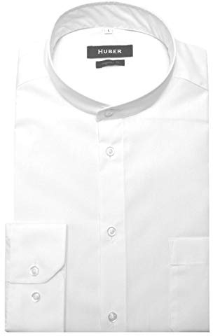 HUBER Stehkragenhemd Langarm Weiss XXL