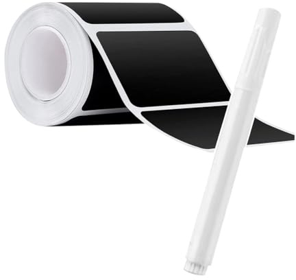JIHUOO Waterproof Black 120 Chalkboard Labels Stickers - Food, Jars, Bins: Removable, White Chalk Marker