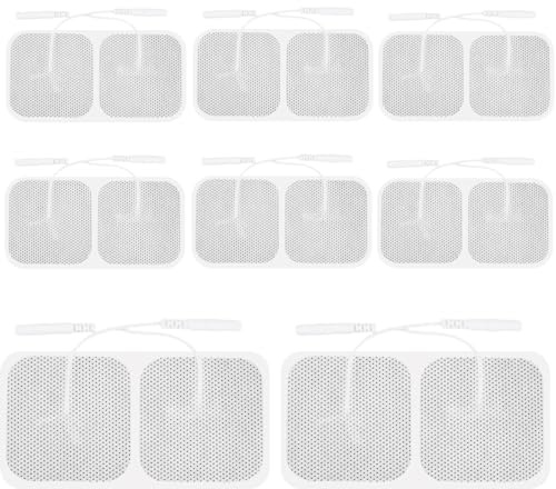 TENS-EMS Elektroden Pads 16 Stück, TENS Gerät Elektroden Pads mit 2mm-Stecker-Anschluss, Klebe-Elektroden, Selbstklebende Wiederverwendbar Tens Elektroden für TENS Maschine (40X40 mm)