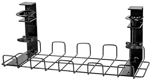 Duronic Cable Management Spine Cable Snake for Standing Desk, Wire Tidy for Height-Adjustable Computer Workstations, Four-Channel Organiser for Office Tables, Holds 16+ Leads (Gloss Black)