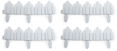 Acan Tradineur Lot de 4 Clôtures en Plastique Décoratif de Jardin Bordure pour Pelouse Plantes Fleurs Décoration Extérieur - N° 1-25x62x1cm - Blanc