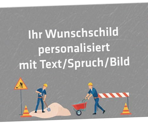 INDIGOS UG - Aluverbundplatte Schild - Beruf - Bauarbeiter - 80x60 cm - Firmenschild - wetterfest personalisiert mit Foto, Logo und Text - individuelle Schilder für Tür, Wand, Büro Garage