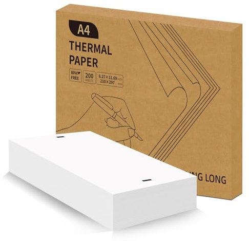 Linglong Premium schnelltrocknendes Thermopapier, US-Buchstabe, 21 x 29,7 cm, 200 Blatt, Einzel- und kontinuierlicher Druck, kompatibel mit MT800/MT800Q/F2S/A40 und tragbaren Druckern (A4), 200