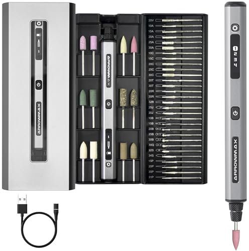 Mini stylo de gravure électrique ARROWMAX, moteur HollowCup, 42 bits avec boîtier en aluminium, OLED, charge magnétique, mini outil rotatif, pour bijoux, métal, bois, verre et plastique (SGS)
