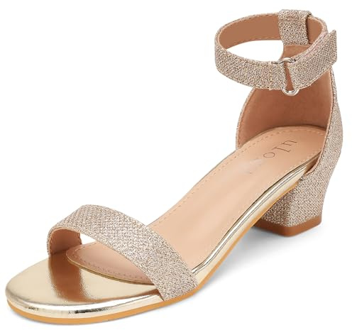 FOGOIN Girls Sandals Party Shoes Low Heels Open Toe Princess Sandal