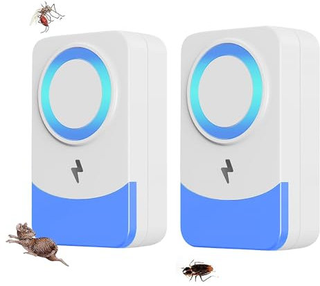 HPYSHP Ultrasonic Pest Repeller, 1/2/4 Packs Reusable Rat Repellent for Indoors, Powerful Mouse Repellent plug in Pest Control for Mosquito,Spider, Mouse, Mice, Cockroach, Moths, Ants (2Pcs)