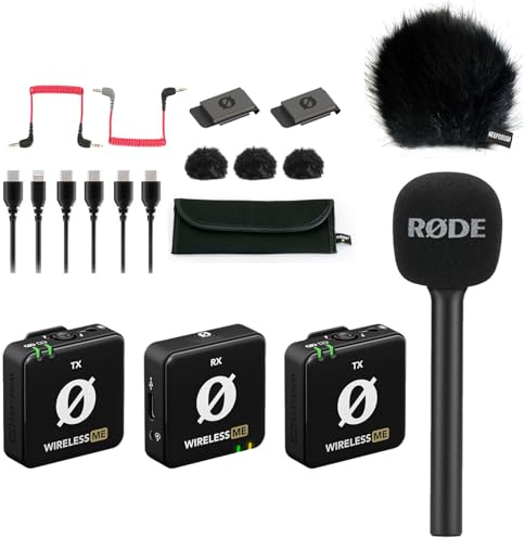 Rode Wireless ME Dual Mikrofon Funksystem + Interview GO Handadapter + keepdrum Fell-Windschutz BK