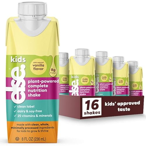 Else Nutrition Ready to Drink Kids Nutrition Shake, Vanilla Plant-Based, Dairy-Free & Gluten-Free, Complete Nutrition with 25+ Vitamins for Ages 2-12 | 8 fl oz, 16-Pack