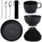 Berglander Set di posate da campeggio 1 pezzi, coltelli riutilizzabili, forchetta, cucchiaio, tazze e piatti e ciotole, set di posate portatili, facile da pulire, lavabile in lavastoviglie