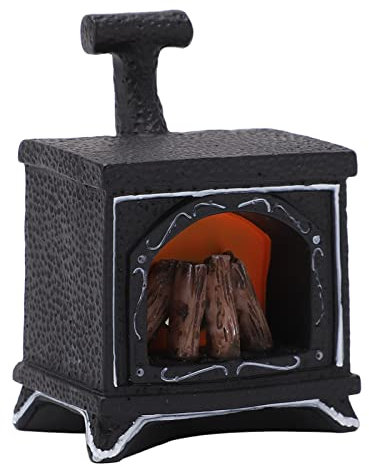 Aladeno Estatua de Chimenea en Miniatura con Luz LED Linternas de Chimenea Iluminables Decorativas Pequeñas Chimenea Falsa Chimenea de Resina Linterna Decorativa Estatua en