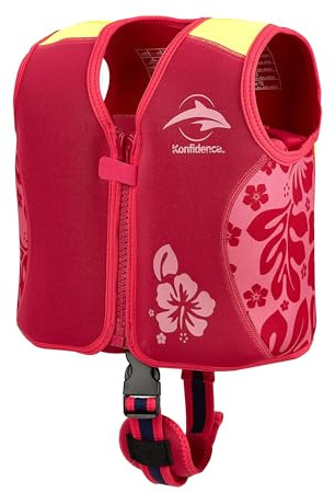 Konfidence Veste de Natation – Gilet de Natation Haut de Gamme avec Sangle de sécurité Amovible pour Enfants | Flottabilité réglable | Conforme CE (Oahu Pink, L (19-30kgs))