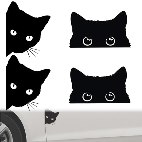 BQRKOTM 4 Stücke Auto-Aufkleber Katze, Schwarz, PVC, Cartoon, Outdoor, Sticker