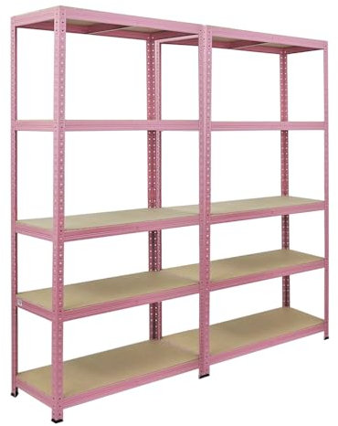 BERLINLODGE Mega Deal | 2x Scaffale da soggiorno PINK LADY | AxLxP 180x90x40cm| Portata per ripiano 175kg | 5 Ripiani | Rosa