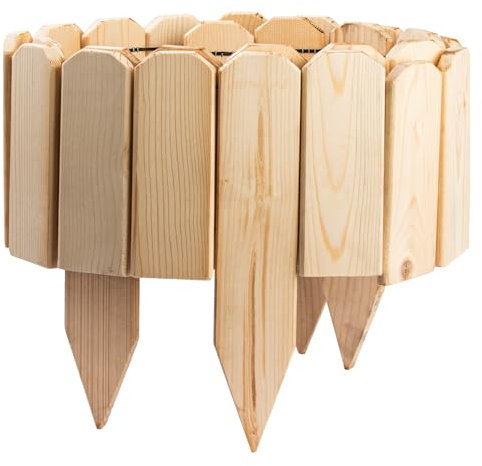 Lavane - Recinzione in legno da giardino, 20,3 m di lunghezza x 20,3 cm di altezza, bordo non finito per aiuole decorative, prati, patio, balconi, cortili