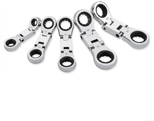 HEIBTENY Juego de llaves de carraca flexibles, juego de 5 llaves combinadas de 8-19 mm, juego de llaves combinadas, cromo vanadio
