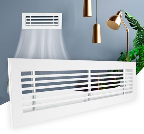 Rejilla Ventilacion Rectangular Blanca Lama Lineal a 0 Grados Rejillas de Impulsion Horizontal (1000x100) Conductos Aire Central Aluminio Resistente Salida de Aire Acondicionado