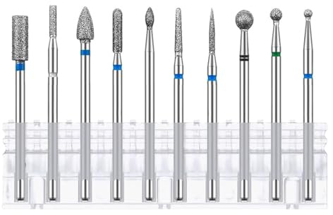 Lot de 10 embouts diamantés professionnels pour ponceuse à ongles, corps abrasif pour manucure, soin des ongles, kit d'enlèvement de cuticules, embouts en acier au tungstène allié