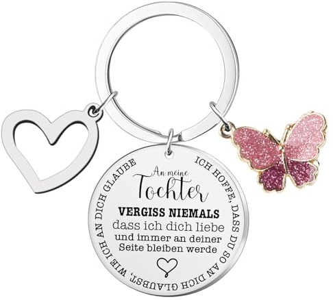 Annauiy An meine Tochter Schlüsselanhänger von Papa und Mama Inspirierendes Geschenk,Schlüsselanhänger Geschenk für Geburtstag Graduierung Weihnachten Jahrestag (Silber)
