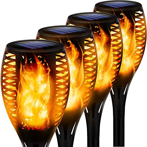 Lumières Torche Solaire Exterieure, 33 LED Lampe Solaire Flamme Étanche IP65, éclairage Solaire Flamme Vacillante Décor pour Jardin, Patio, Chemins, Pelouse