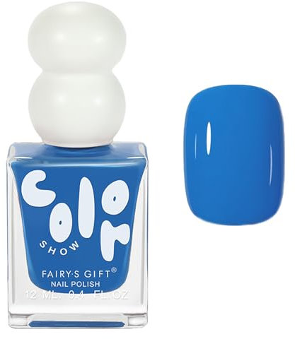 Blue Nail Polish - Quick Dry & Long Lasting Nail Varnish - High Glossy Non-Toxic Water Based Formula Pure Blue Nail Varnish - Chip Resistant Breathable Nail Polish for Women Girls